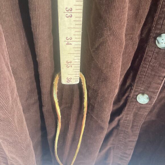 Fads Vintage Corduroy Velour Maxi Long Sleeve Dress Brown Country Western Small - Picture 11 of 13